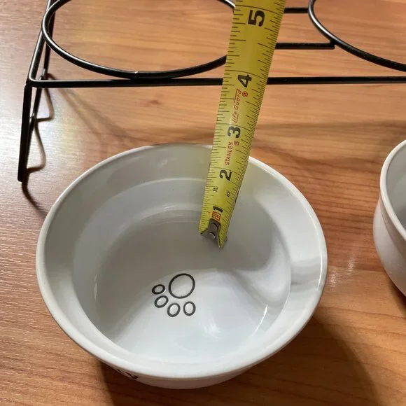 Ceramic Stoneware Bowls and Metal Stand for Cat or Small Dog. NEW, NEVER USED! - Picture 9 of 14